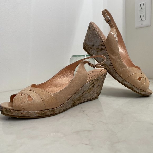 Porita, size 9, sling back women's shoes. Beige, sandal, wedge heel - Picture 3 of 11